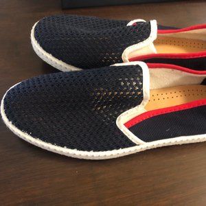 Rivieras Navy Canvas and Mesh Slip on, 36, NIB